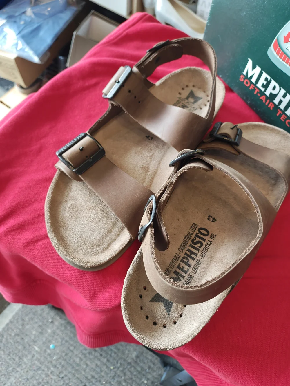Mephisto Brown Leather Men's Buckle Sandals 9